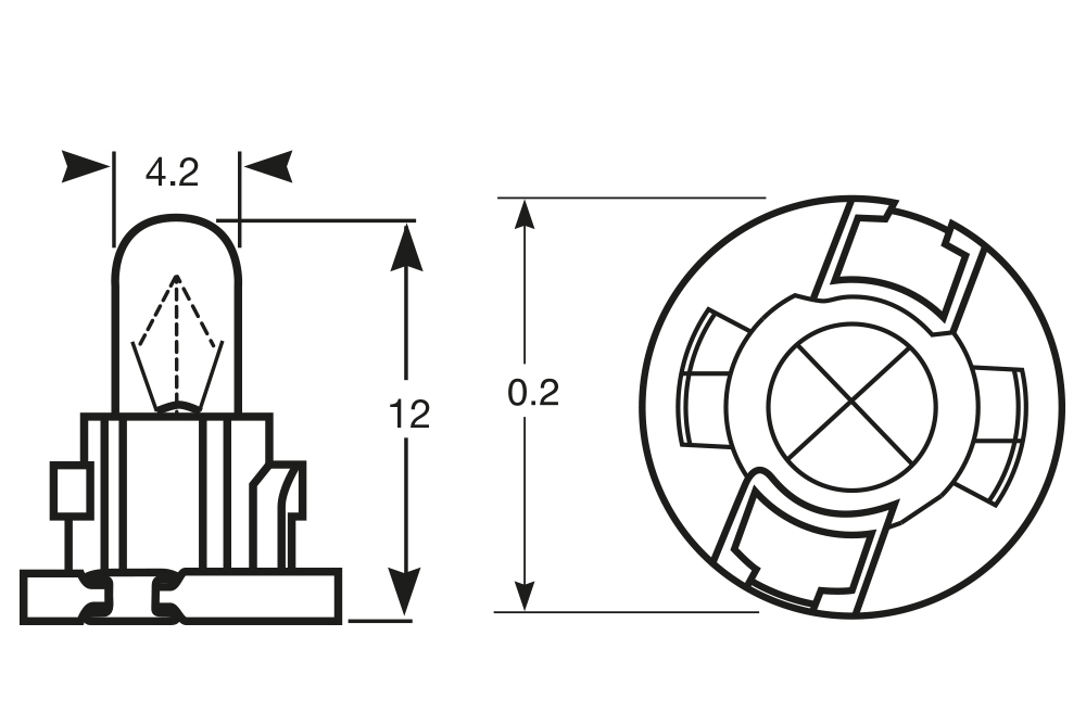 Lampadina 12V 1.2W zoccolo nero - immagine 2