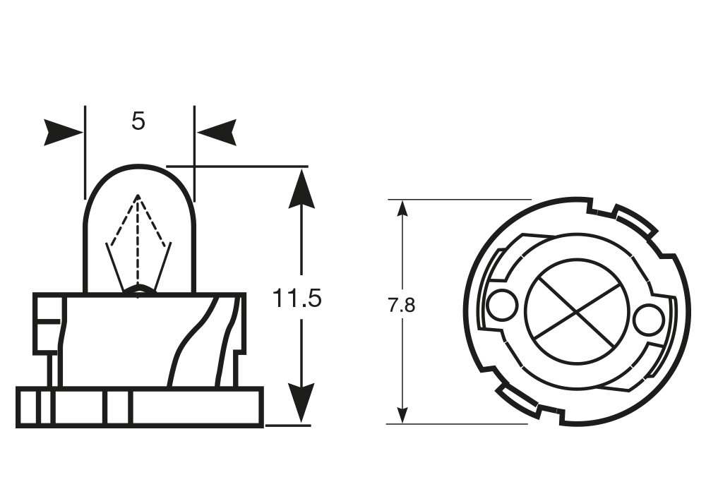 Lampadina 12V 1.4W zoccolo grigio - immagine 2