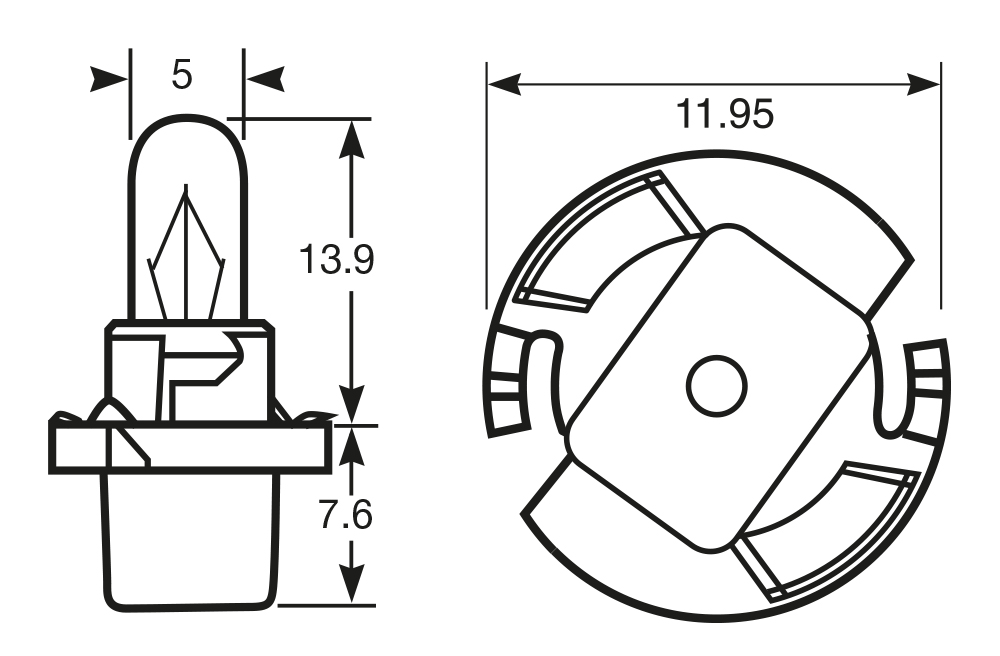 Lampadina 14V 1.2W (90mA) zoccolo grigio - immagine 2