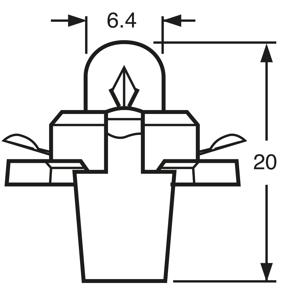 Lampadina 14V 1CPW zoccolo nero - immagine 2