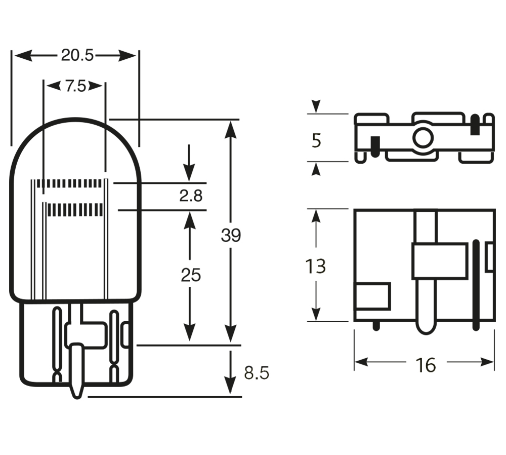 Lampadina 12V 21/5W W21/5W - immagine 2