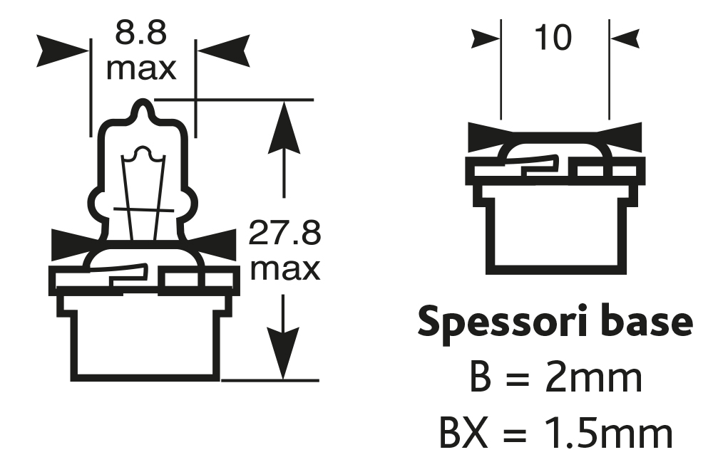 Lampadina 12V 3W zoccolo marrone - immagine 2