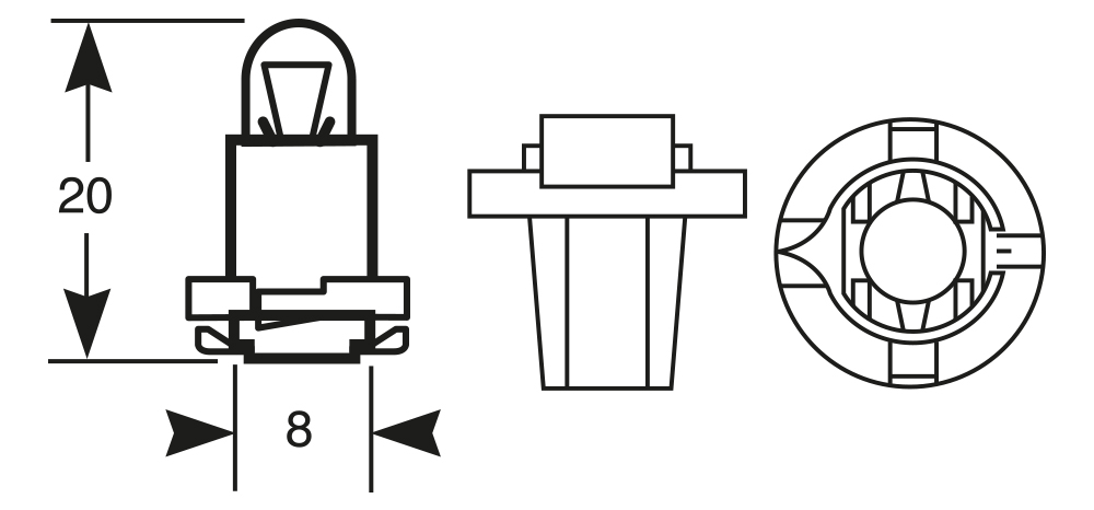 Lampadina 12V 1.2W zoccolo verde - immagine 2