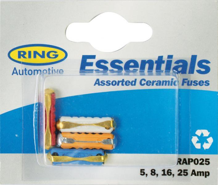 Fusibili ceramici 4 pz (5, 8, 16, 25 A)