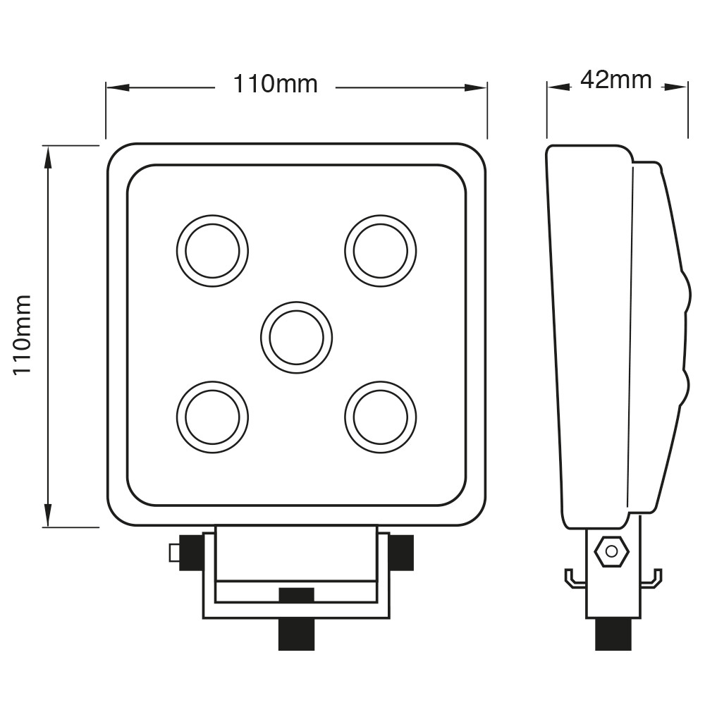 Faro da lavoro a led 9-32V quadrato - immagine 2
