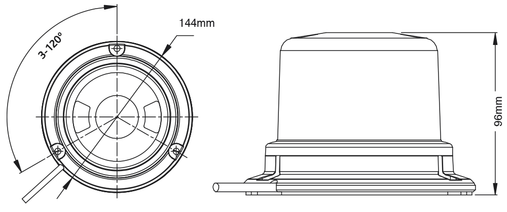 Luce lampeggiante a led ambra 12/24V fissaggio 3 viti - immagine 2