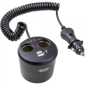 Doppia presa accendisigari 12V 10A con tester batteria e 2 prese USB 1A
