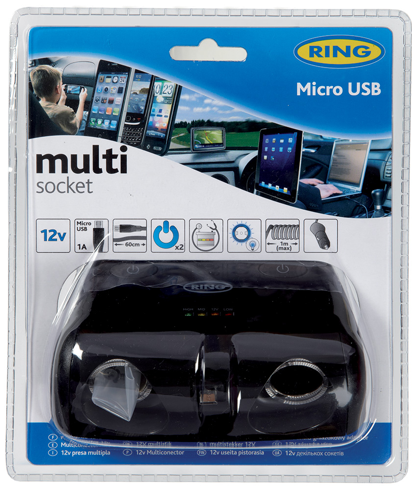 Doppia presa accendisigari con presa micro USB e tester batteria - immagine 2
