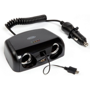 Ring RMS15 Doppia presa accendisigari 12V 10A con USB 2A, micro USB 1A e tester batteria