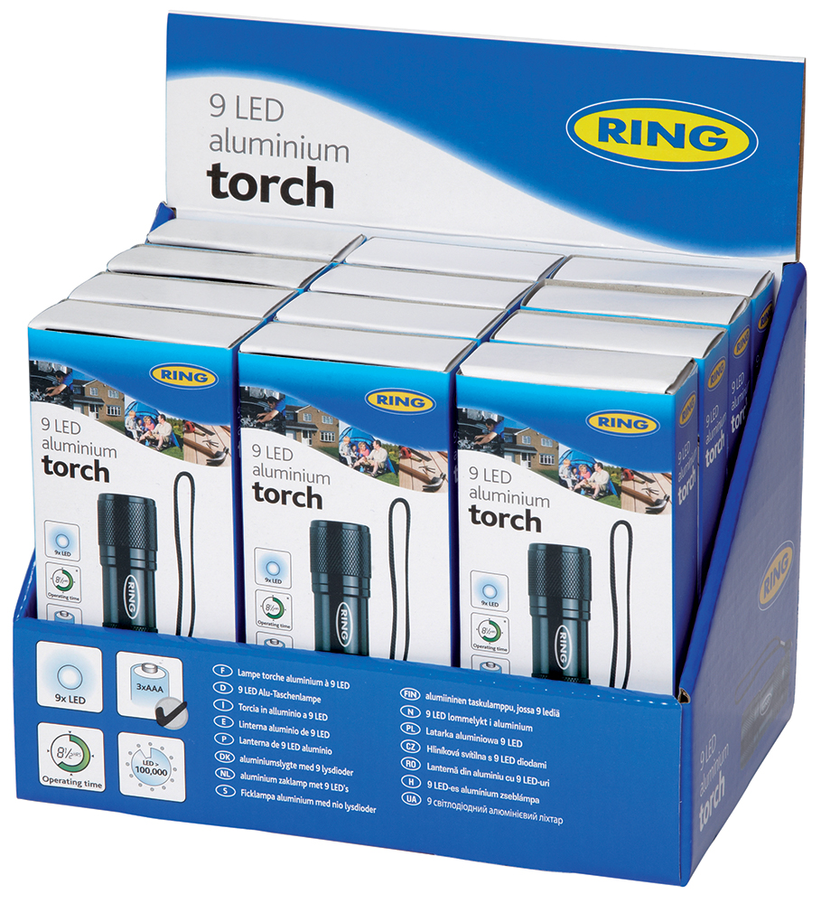 Mini torcia in alluminio a 9 led - immagine 3