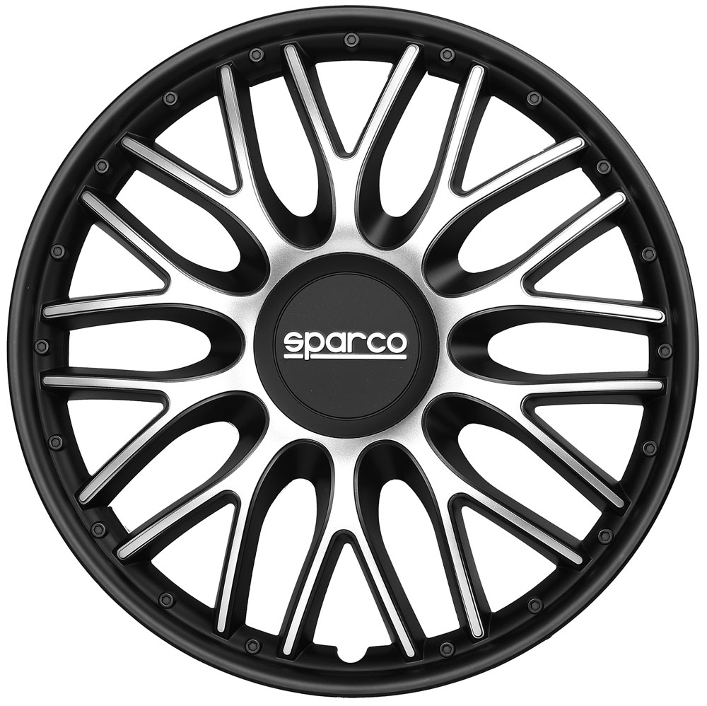 Set 4 copricerchi Roma silver/nero 14''