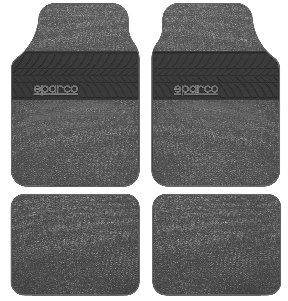 Set 4 tappeti in moquette grigi con battitacco