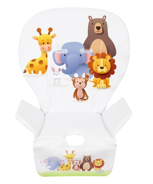 Cuscino per seggiolone pappa in pvc bianco animali 3D - immagine 2