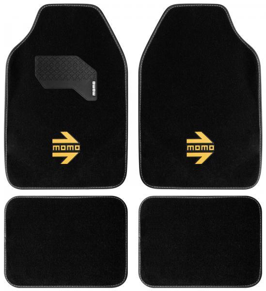 Set 4 tappeti in moquette Arrow nero/logo giallo