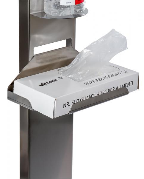 Piantana in acciaio inox con dispenser gel manuale e guanti - immagine 2