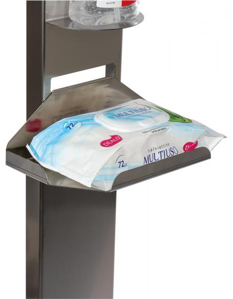 Piantana in acciaio inox con dispenser gel manuale e guanti - immagine 4