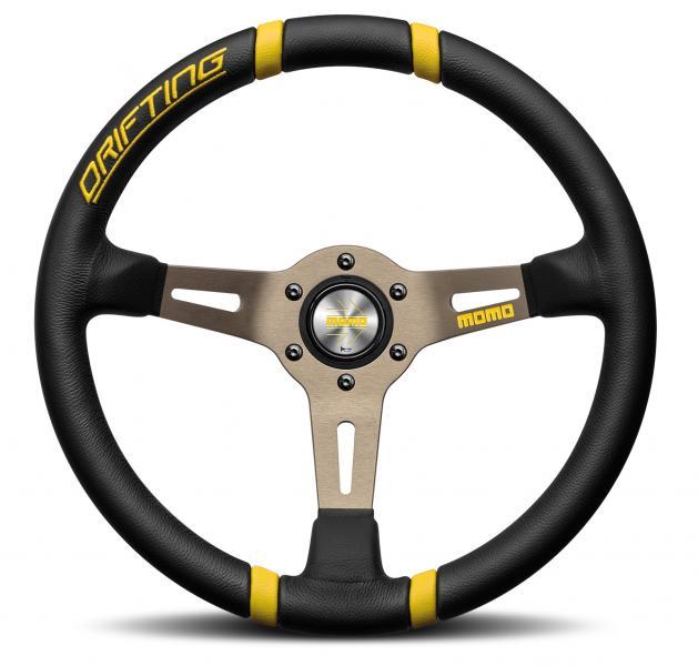 Volante Drifting nero/giallo 350 mm