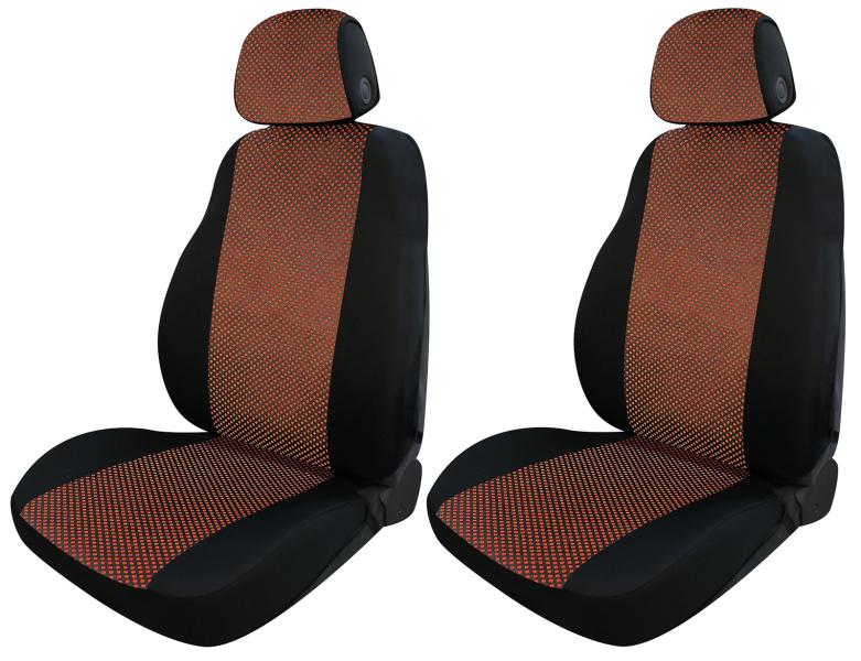Coprisedili anteriori Fast&Smart tg. grande tess. misto cotone pois arancio/nero