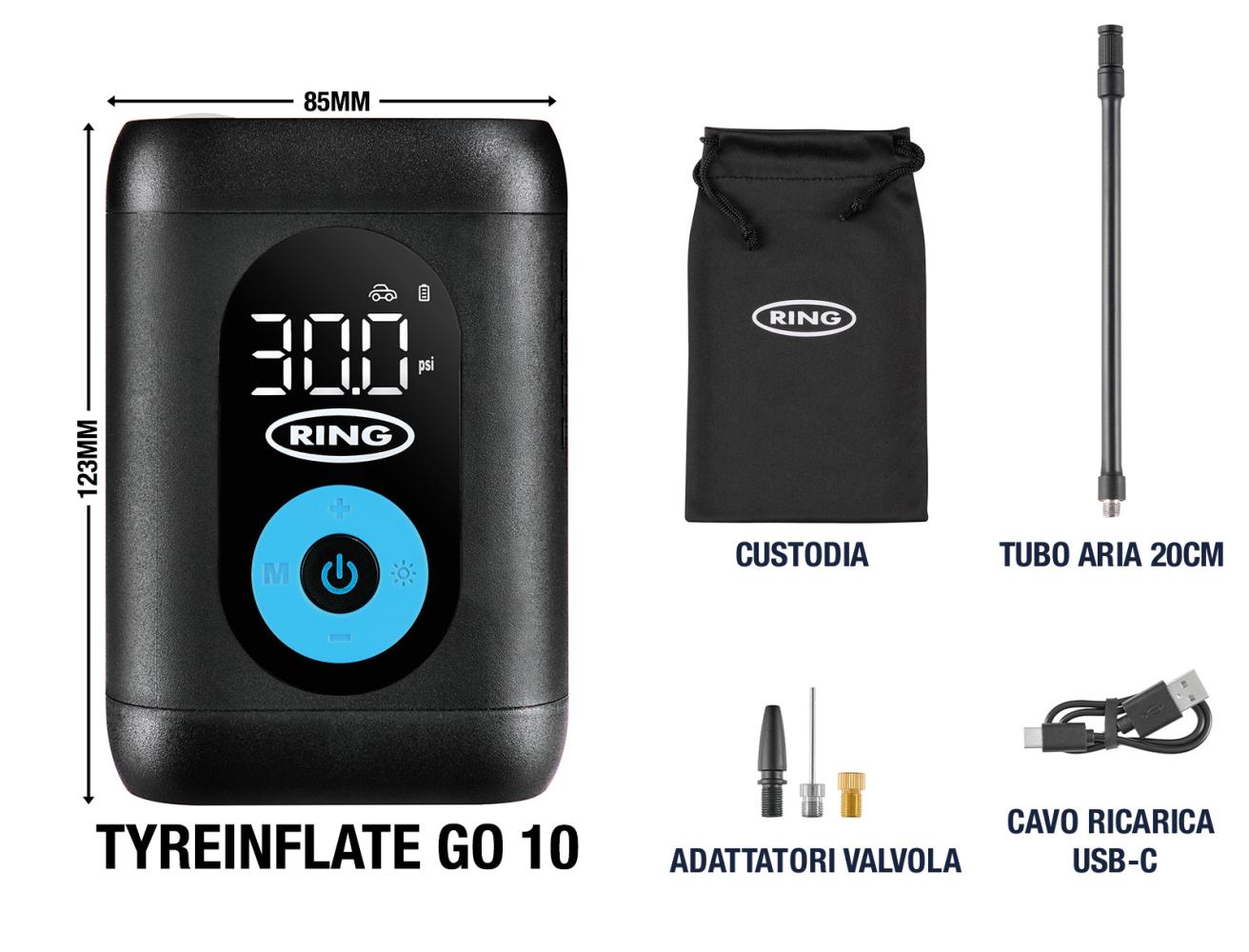 Gonfia pneumatici portatile ricaricabile Go 10 - immagine 2