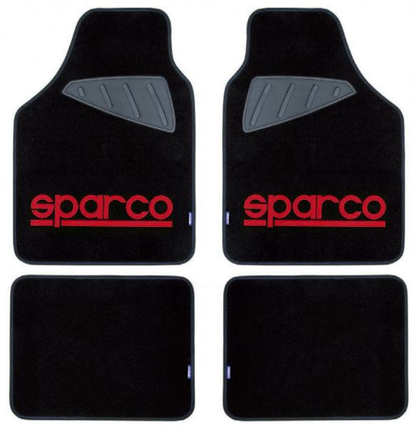 Set 4 tappeti in moquette neri con logo rosso