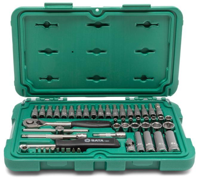 Set bussole metriche esagonali 1/4'' 52 pz