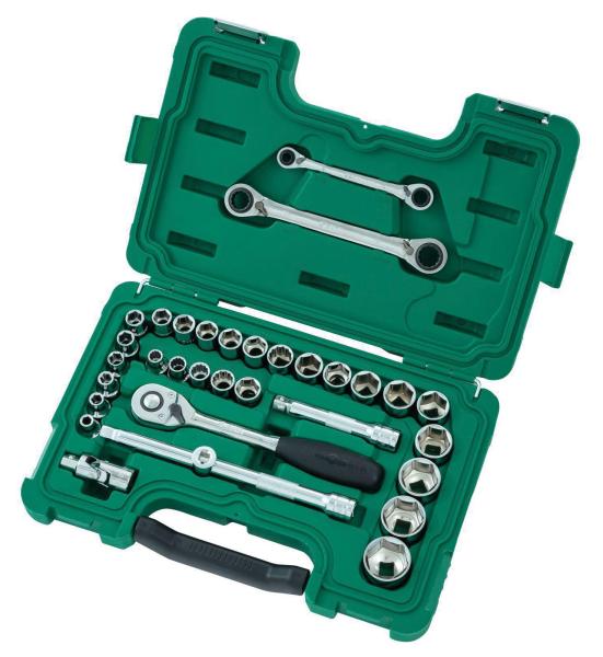 Set bussole metriche esagonali 1/2'' e chiavi 33 pz