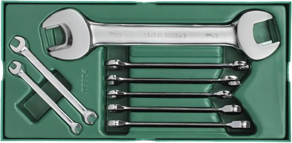Set a vassoio chiavi metriche doppia forchetta e combinazione a cricchetto 10 pz