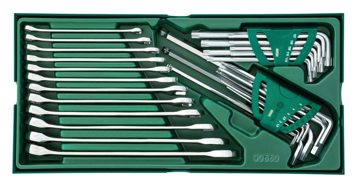 Set a vassoio chiavi metriche combinate e a L 30 pz
