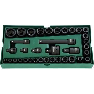 Set a vassoio bussole Impact esagonali metriche 3/8'' e 1/2'' con accessori 36 pz