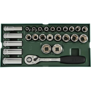 Set a vassoio bussole esagonali metriche 1/2'' 26 pz