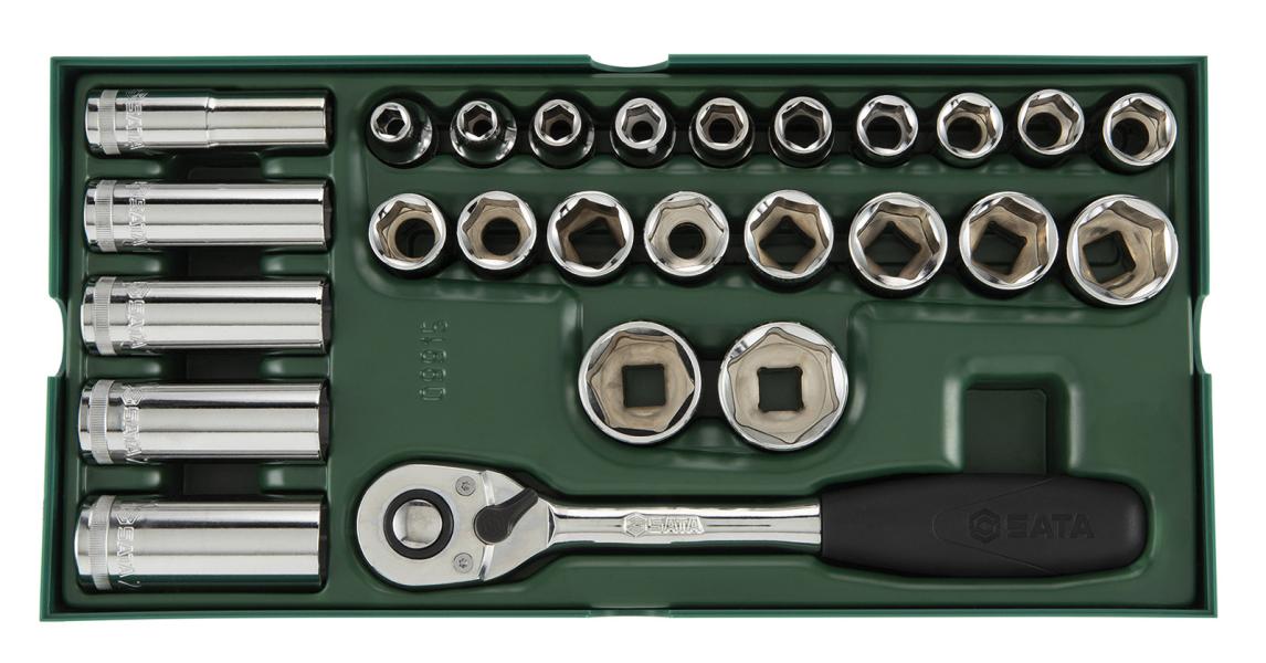 Set a vassoio bussole esagonali metriche 1/2'' 26 pz
