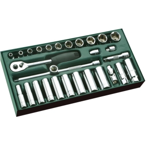 Set a vassoio bussole esagonali SAE 3/8'' 29 pz