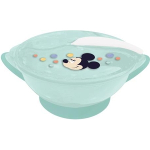 Piatto con ventosa e cucchiaino Mickey Mouse