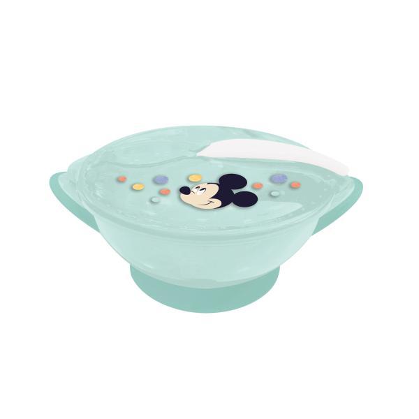 Piatto con ventosa e cucchiaino Mickey Mouse