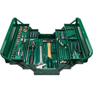 Cassetta metallica 5 scomparti 1/2'' poligonale metrico e utensili 70 pz