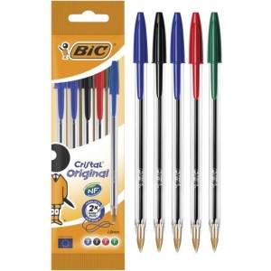 Conf. 5 penne BIC Cristal assortite