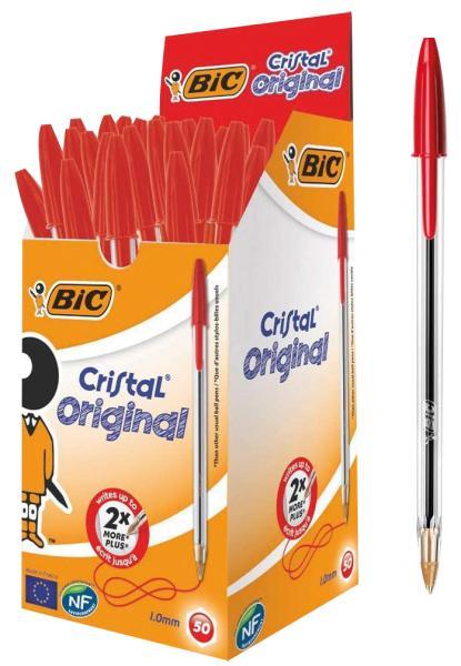 Conf. 50 penne BIC Cristal rosso