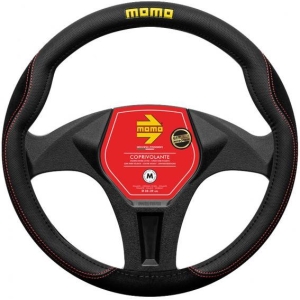 Coprivolante Comfort microfibra nero/cuciture rosse 38-39 cm