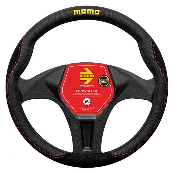 Coprivolante Comfort microfibra nero/cuciture rosse 38-39 cm