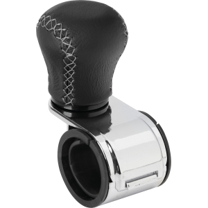 Revolve, pomello volante in pelle con cuciture silver, staffa cromata
