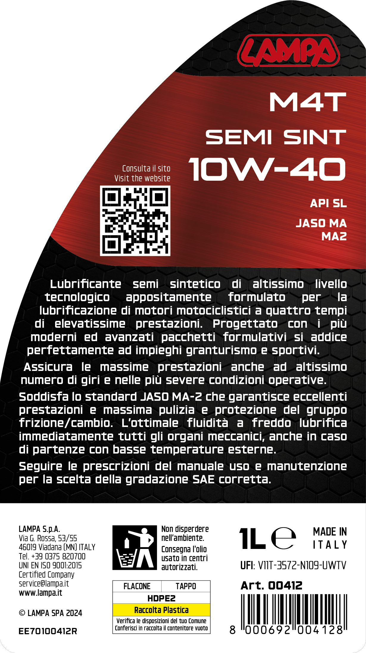 M4T Semi Sint 10W-40, olio motore moto 4 tempi - 1 L - immagine 4