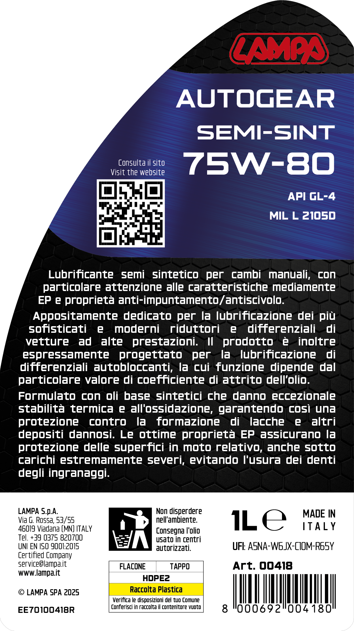 Autogear Semi-Sint 75W-80, olio cambio manuale - 1 L - immagine 3