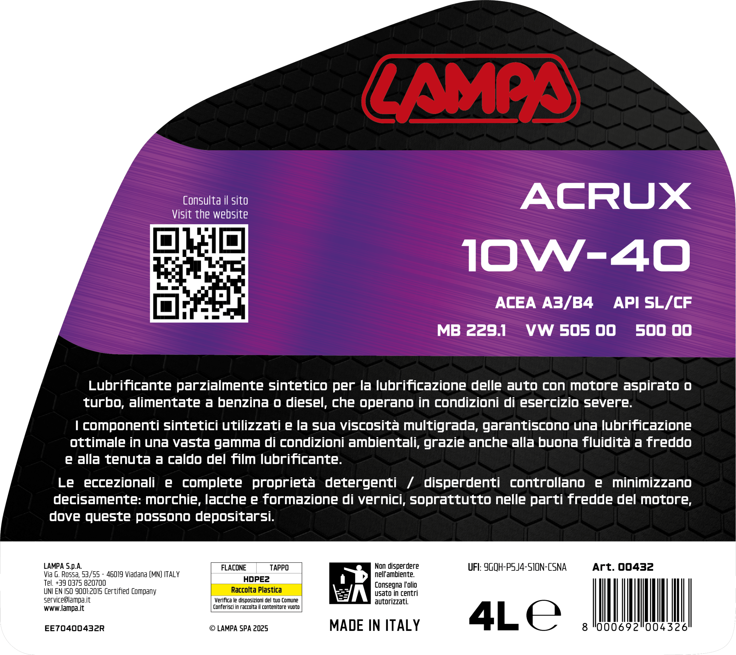 Acrux 10W-40, olio motore auto - 4 L - immagine 2