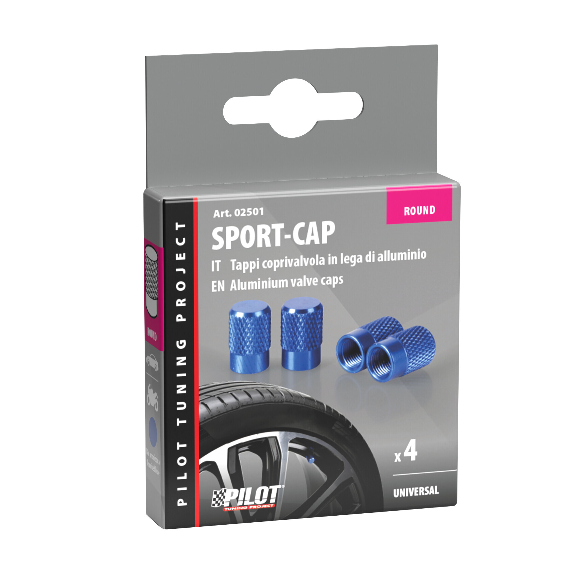 Sport-Cap, set 4 tappi coprivalvola - Blu - immagine 2