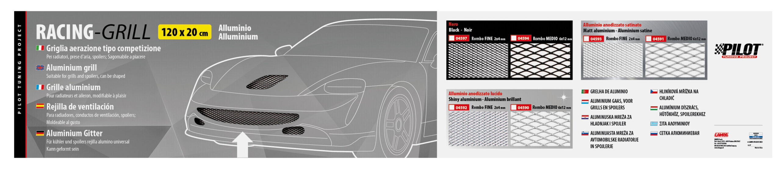 Racing Grill - Rombo medio 6x12 mm - 120x20 cm - Lucido - immagine 2