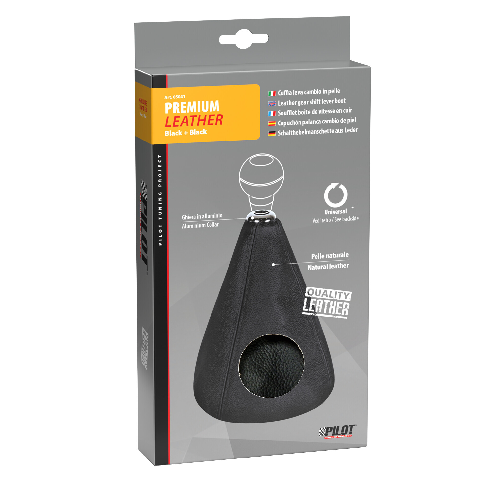 Premium, cuffia leva cambio in pelle - Nero - immagine 4