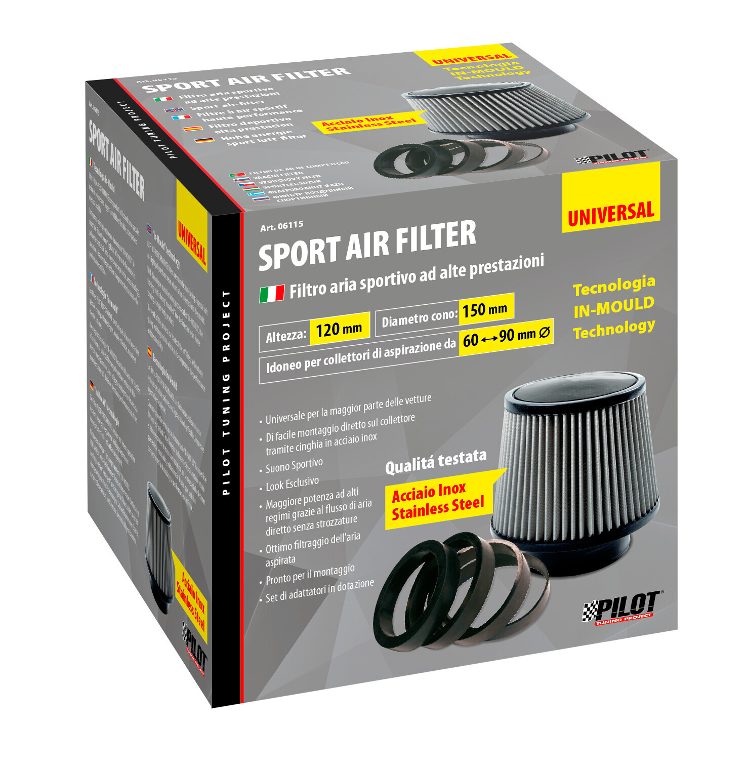 Filtro aria conico, acciaio inox - immagine 2