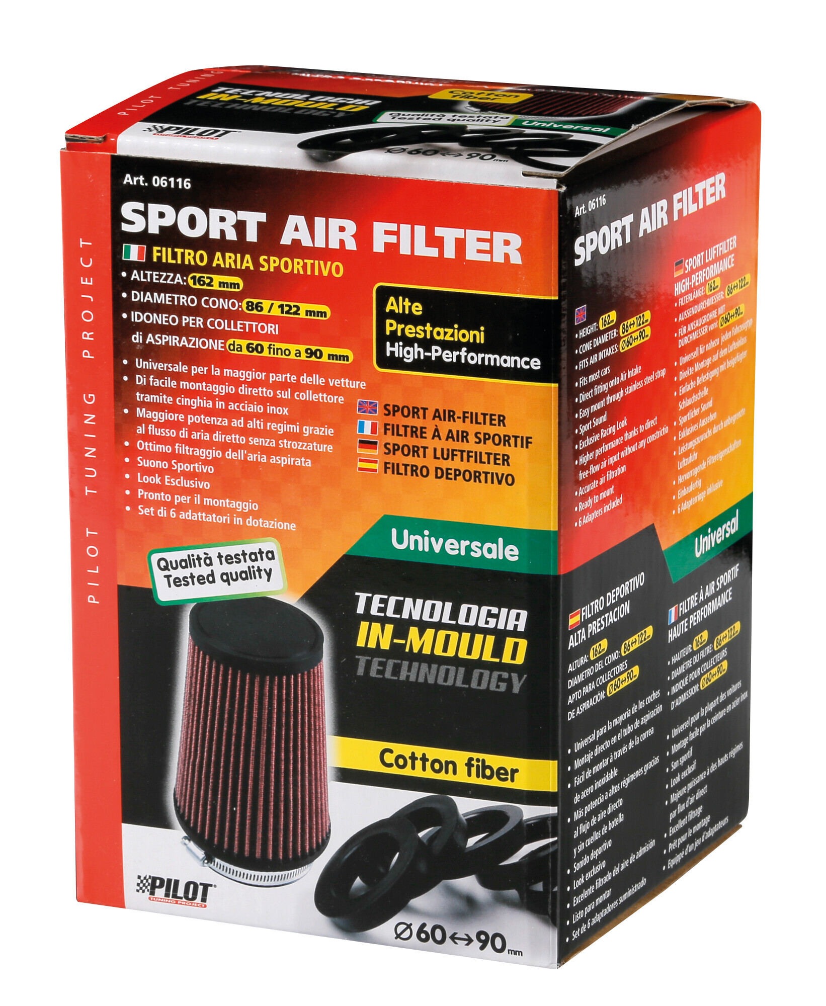 Filtro aria conico, fibra di cotone - immagine 3