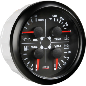 Black Analogue Gauge Series, Manometro 4 in 1 - Ø 3 3/8” (85 mm)