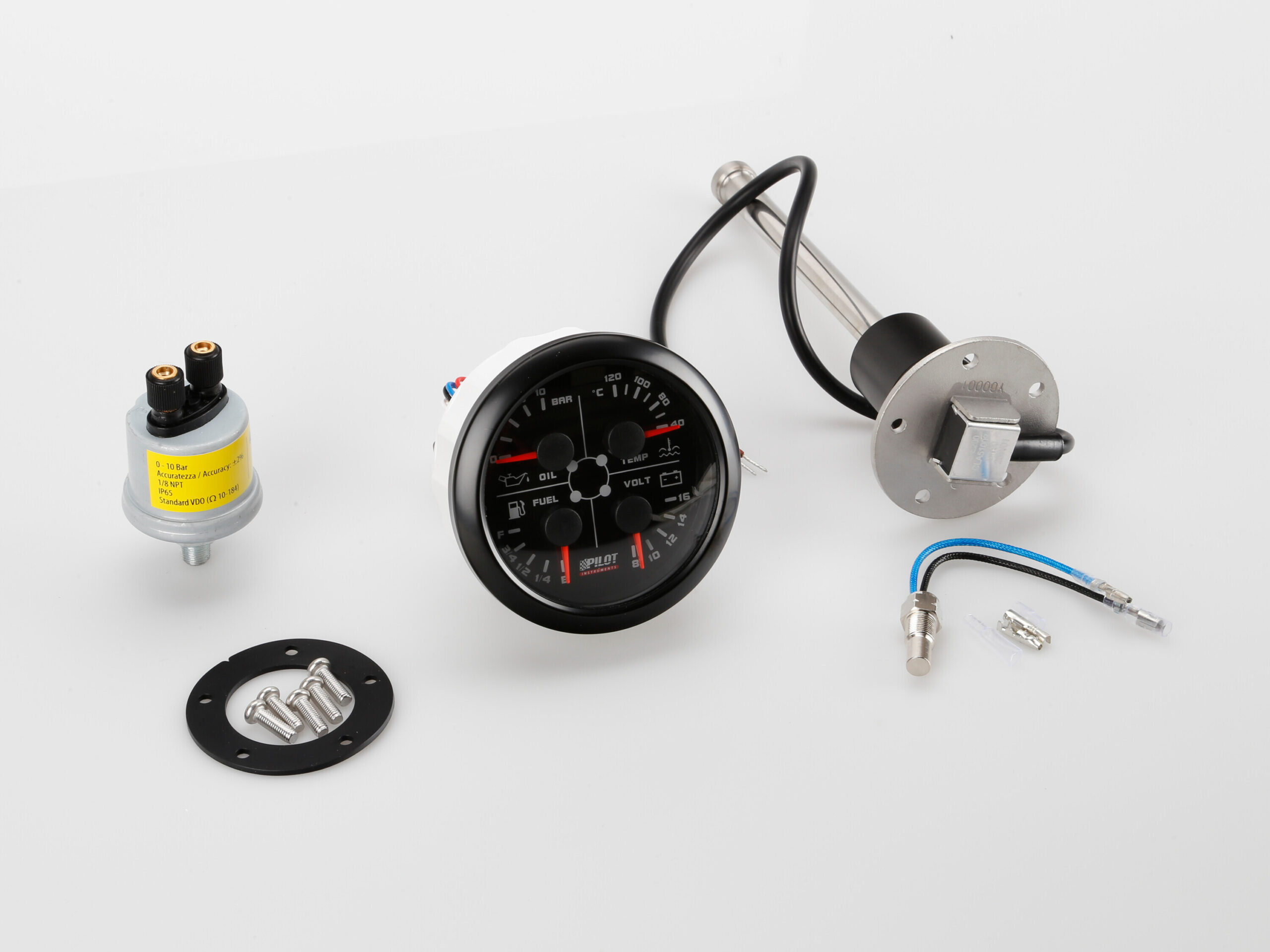 Black Analogue Gauge Series, Manometro 4 in 1 - Ø 3 3/8” (85 mm) - immagine 2